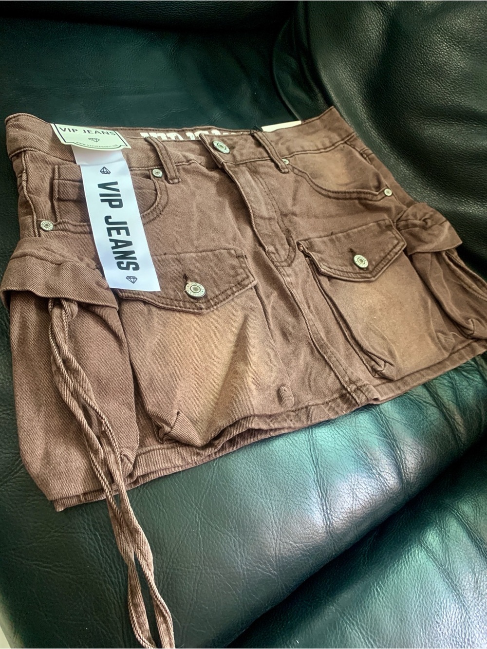 VIP Brown Cargo Bermuda Shorts with Side Ties